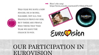 OUR PARTICIPATION IN
Here´s the song:
https://www.youtube.com/watch?v=Gb2eaC0yiwU
 