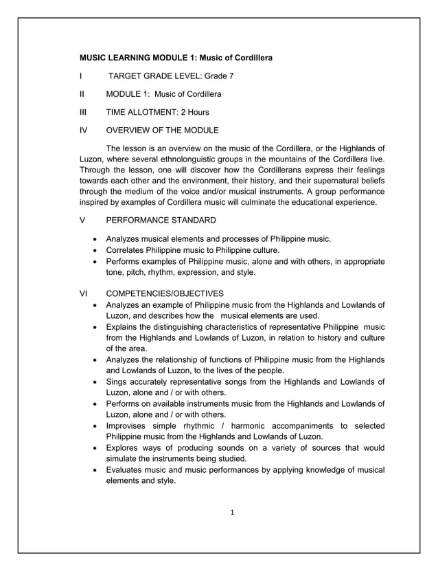 K TO 12 GRADE 7 LEARNING MODULE IN MUSIC (Q1Q2)