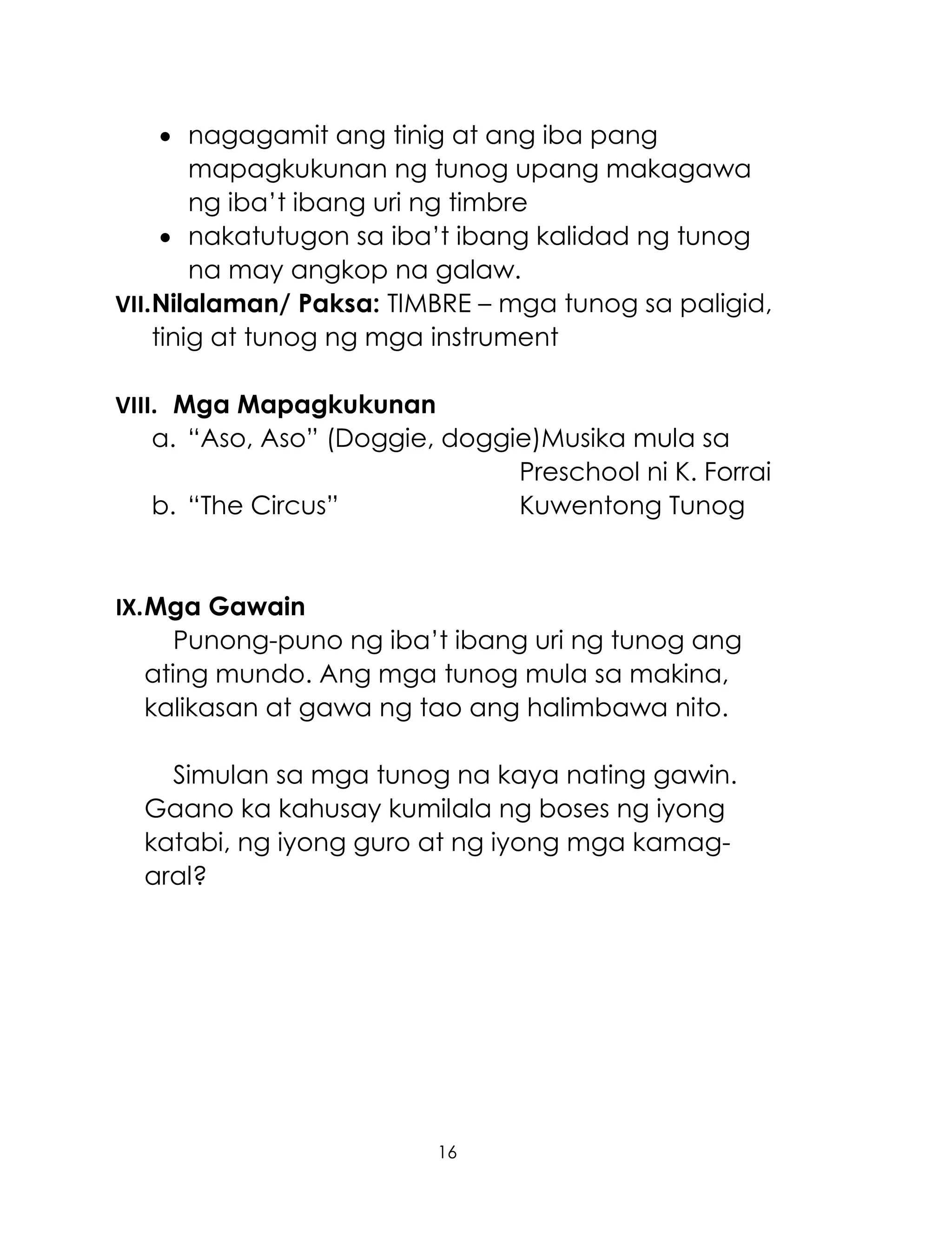 K TO 12 GRADE 1 LEARNING MATERIAL IN MUSIC (Q1-Q2) | PDF