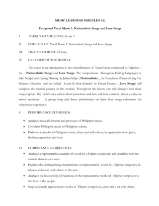 Songwriting Module K TO 12 GRADE 7 LEARNING MODULE IN MUSIC (Q3-Q4) | PDF