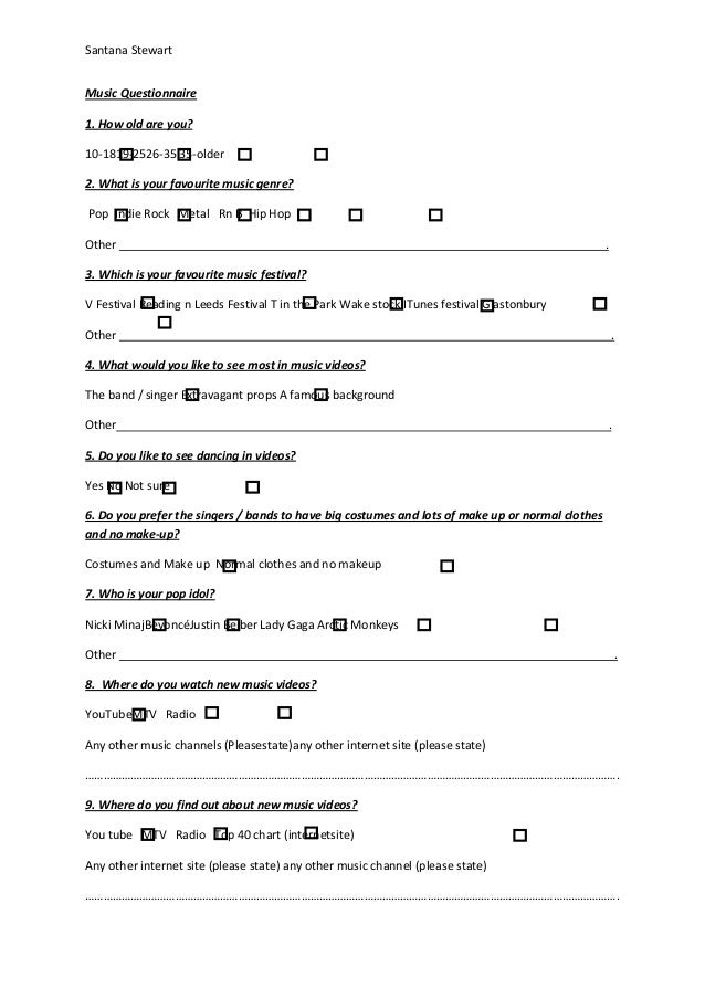 Music questionnaire