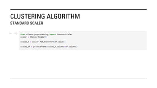 CLUSTERING ALGORITHM
STANDARD SCALER
 