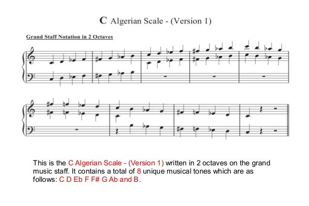music scales a list of all 12 algerian music scales sheet music scale
