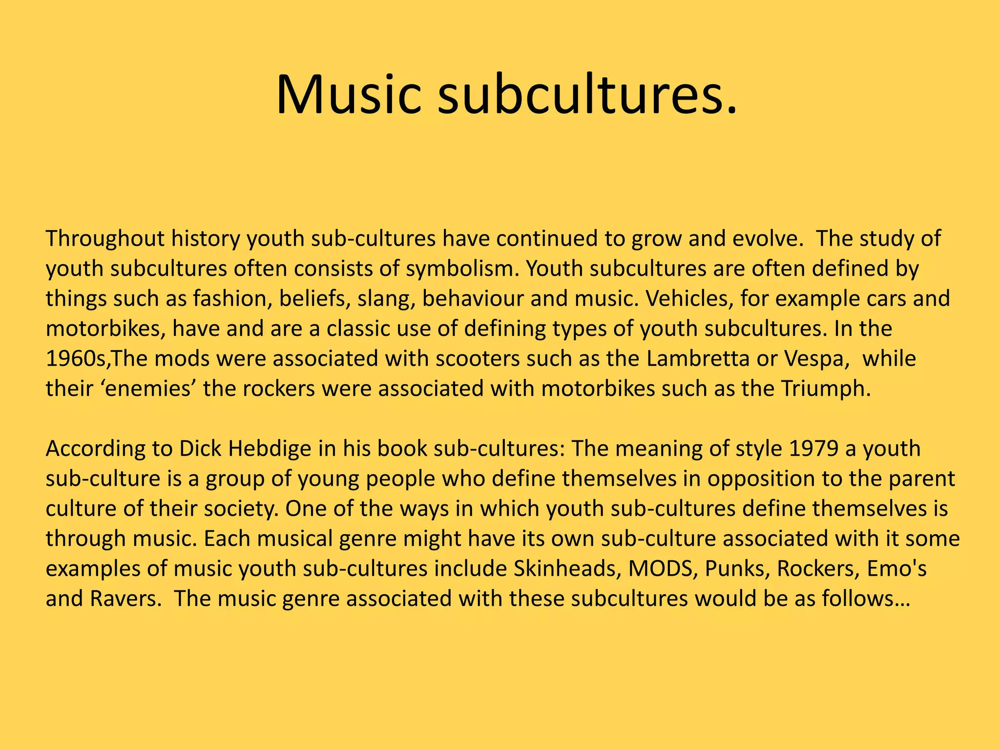 Music subcultures 2 | PDF