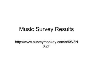 Music Survey Results http://www.surveymonkey.com/s/6W3NXZT 
