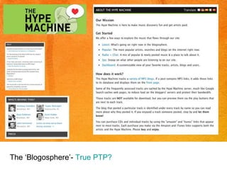 The ‘Blogosphere’-  True PTP? 