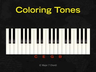 Coloring Tones




    C      E       G        B

        (C Major 7 Chord)
 