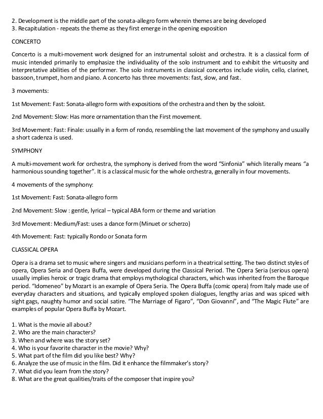 music unit 2 grade 9 sonata form exposition