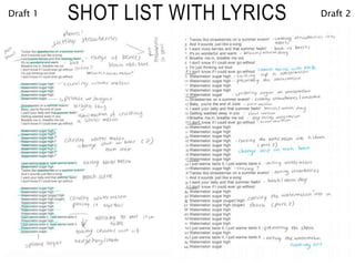 SHOT LIST WITH LYRICSDraft 1 Draft 2
 