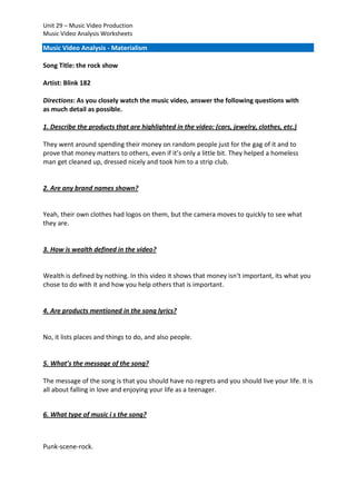 Music video analysis_worksheets_ms_word_version | PDF
