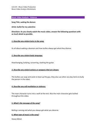 Music video analysis_worksheets_ms_word_version | PDF
