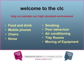 welcome to the clc help us maintain our high standard environment ,[object Object],[object Object],[object Object],[object Object],[object Object],[object Object],[object Object],[object Object],[object Object]