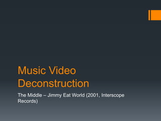 Music Video
Deconstruction
The Middle – Jimmy Eat World (2001, Interscope
Records)
 