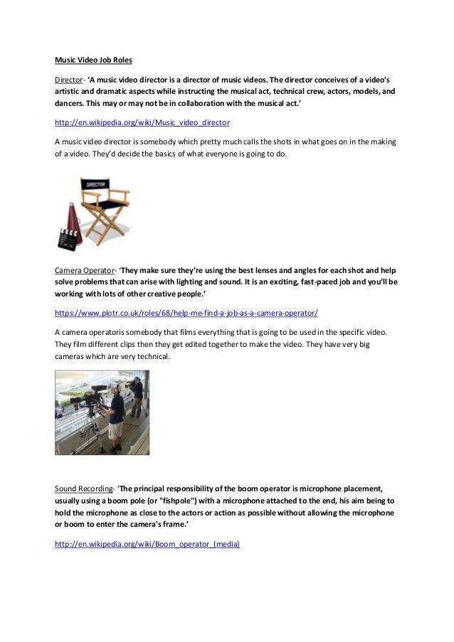 Music video job roles