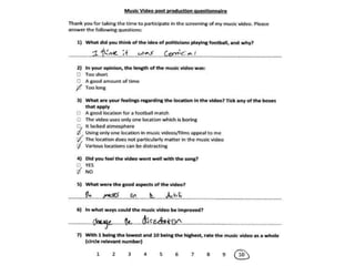 Music video post production questionnaires