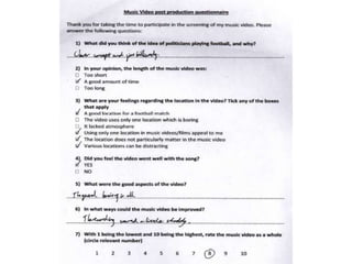 Music video post production questionnaires
