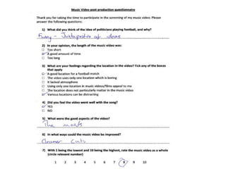 Music video post production questionnaires