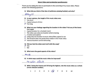 Music video post production questionnaires