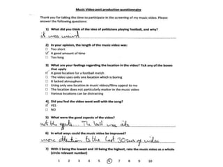 Music video post production questionnaires