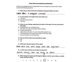 Music video post production questionnaires