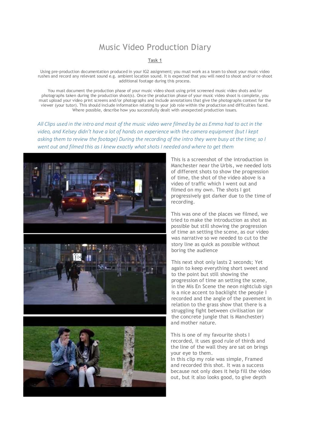 video diary examples video diary examples