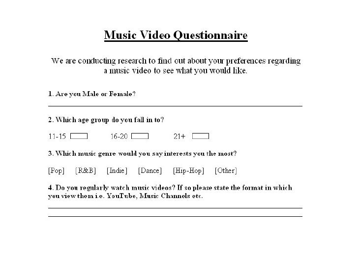Music video questionnaire