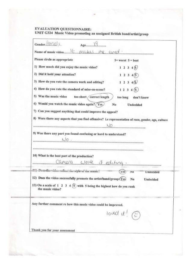 Music video questionnaire