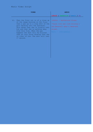 Muisc Video Script Music video script | DOCX