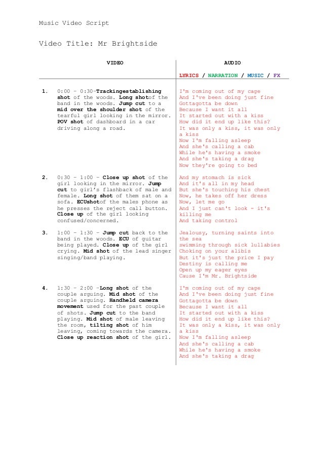 Music Video Script