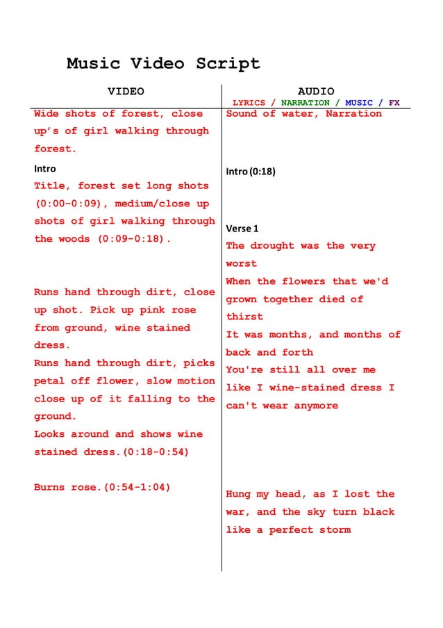 Music video script | PDF