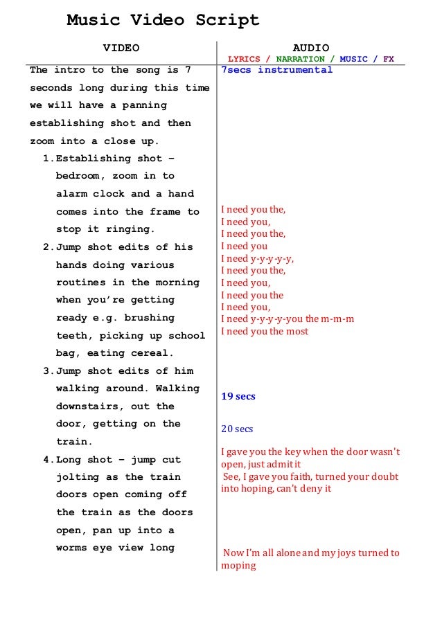music video script music video script