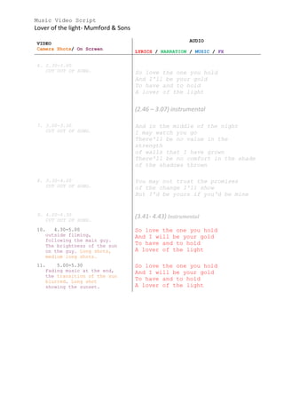 An Instrumental Music Video Script Example Music video script | DOCX