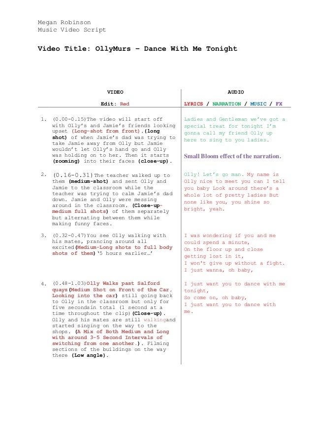 Music Video Script 2 Edit