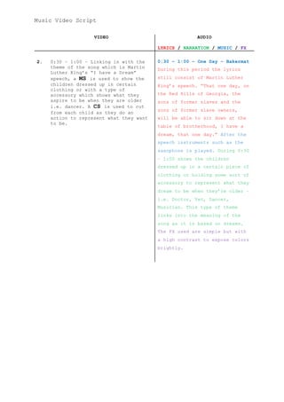 Music Video Script Final Draft | DOCX
