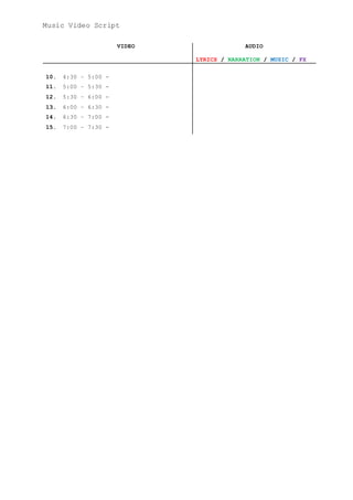 Music Video Script Final Draft | DOCX