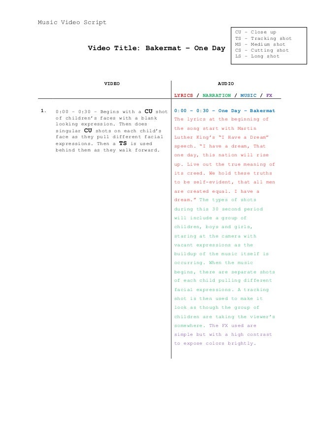 music video script final draft music video script