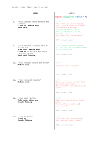 Music video script first draft | PDF
