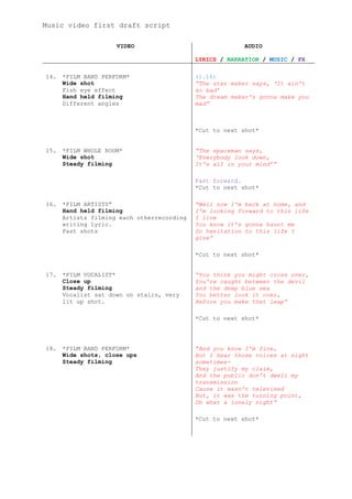 Music video script first draft | PDF