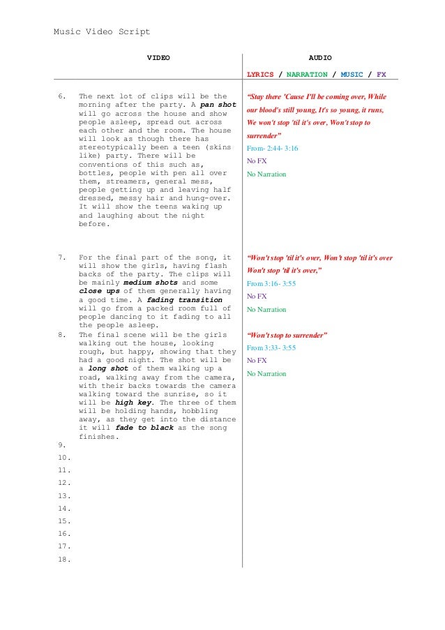 music video script