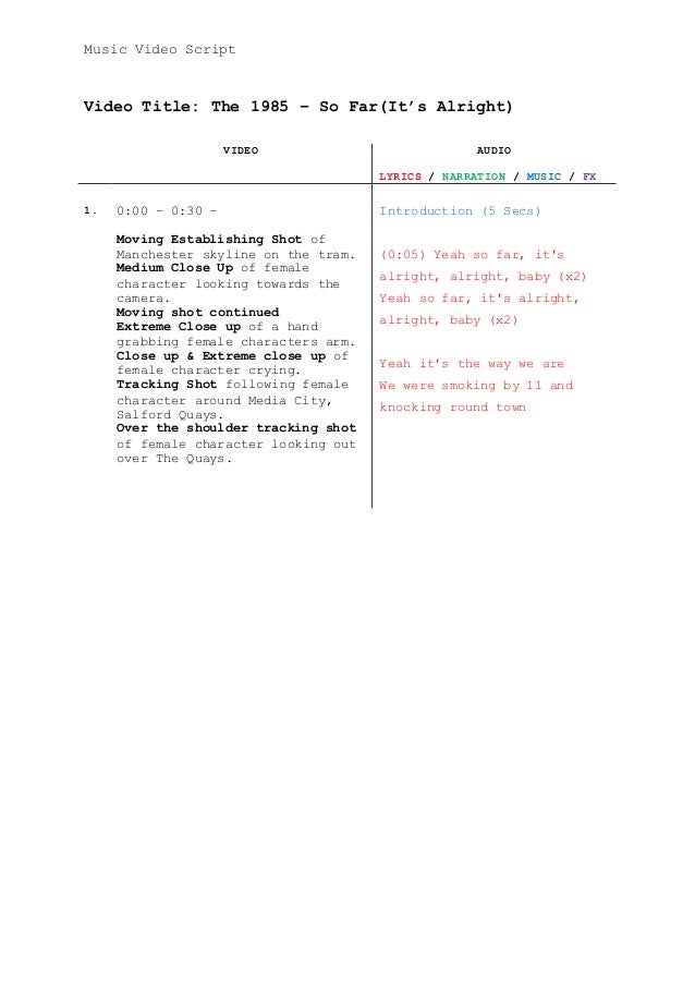 music video script music video script