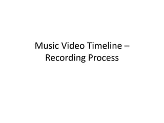 Music Video Timeline –
 Recording Process
 
