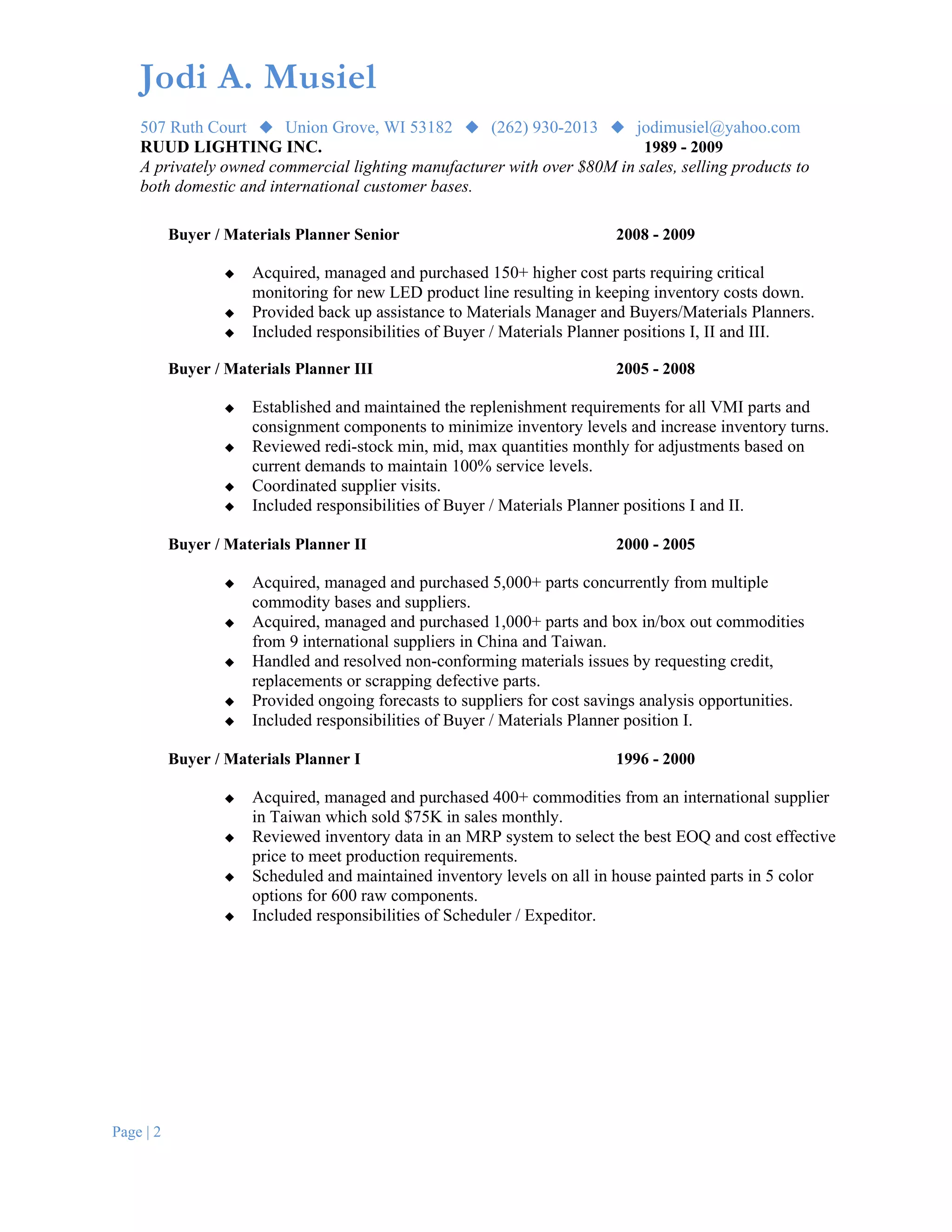 Musiel Jodi A Resume Parts Procurement - Musiel Jodi A Resume Parts Procurement Coordinator 2 2048 