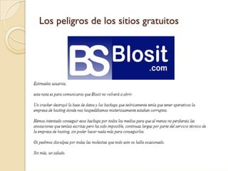 Los peligros de los sitios gratuitos
 