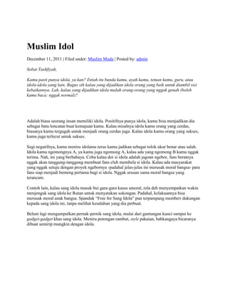 Idola Rasulullah Muslim idol | DOCX