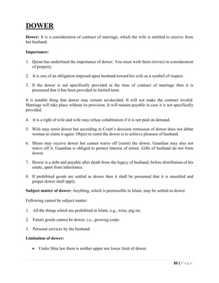 Doower Muslim Personal Law Short Study Notes (LLB Part 2) | PDF