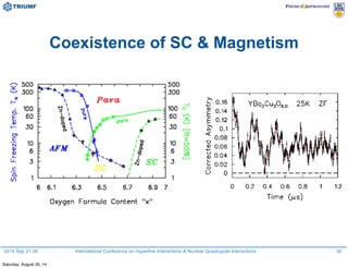 2014 Sep 21-26 International Conference on Hyperfine Interactions & Nuclear Quadrupole Interactions
Coexistence of SC & Magnetism
30
Saturday, August 30, 14
 