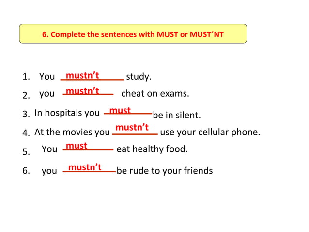 Must mustn't | PPT | Education
