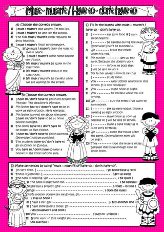 Must Mustn T Have To Don T Have To Exercises