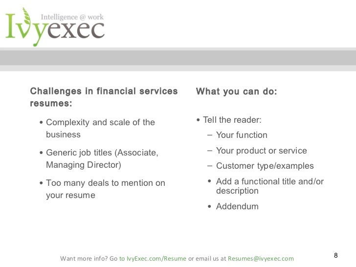 financial services resumes