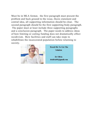 Problem Solution Mla Paragraph Examples Must be in MLA format, the first paragraph must present the problem.docx